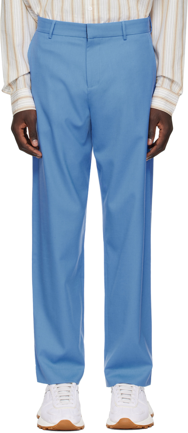 Wynn Hamlyn Blue Straight Trousers In Cornflower Blue