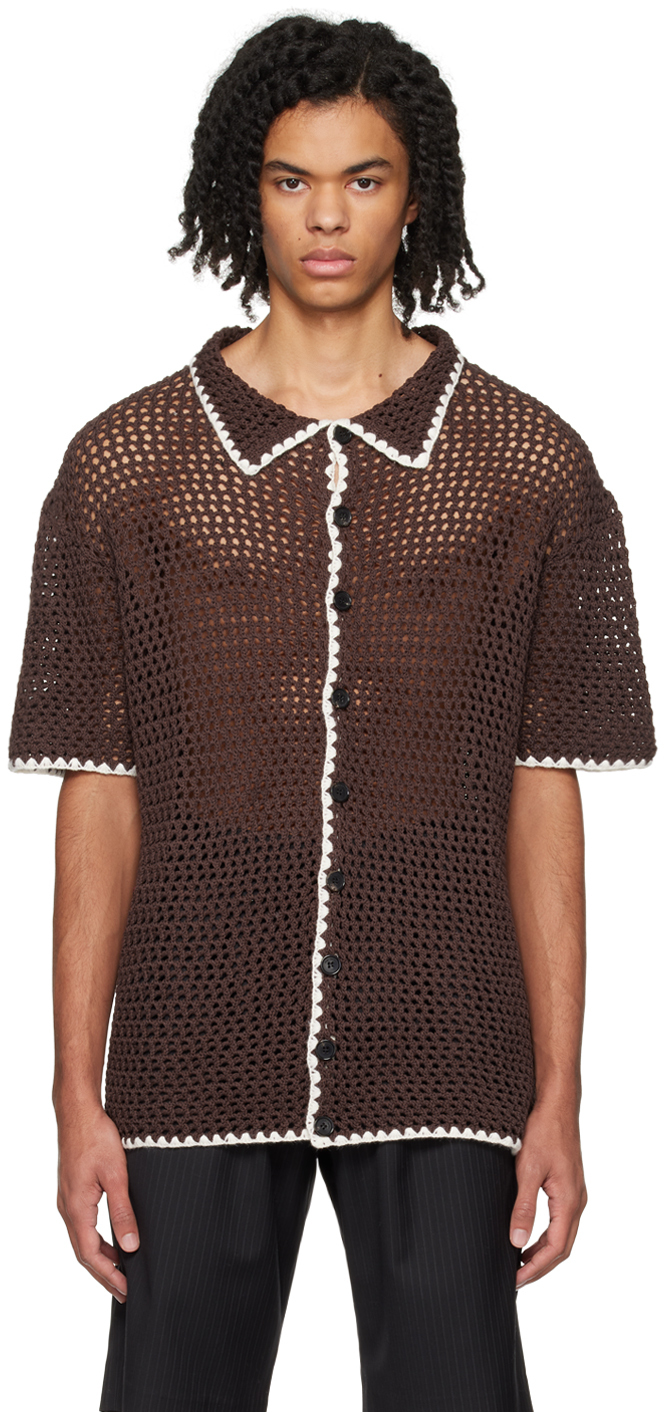 Wynn Hamlyn Brown Button-up Shirt In Dark Brown