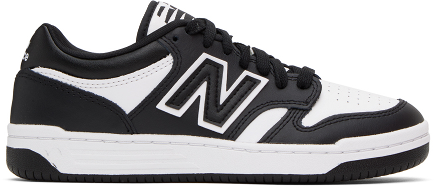 Shop New Balance White & Black 480 Sneakers In White/black
