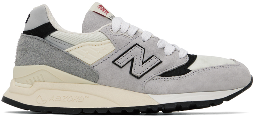 Shop New Balance Gray & Beige Made In Usa 998 Sneakers In Grey
