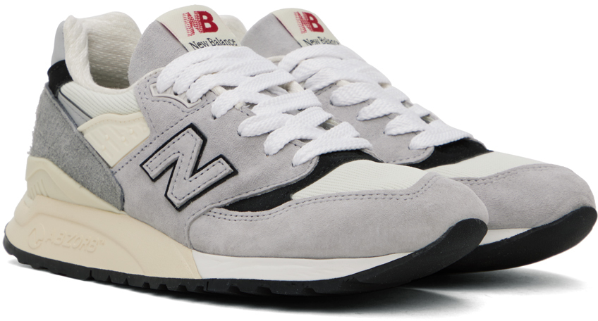 New Balance Gray & Beige Made In Usa 998 Sneakers In Grey