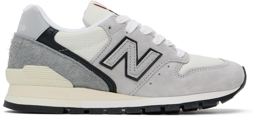 Shop New Balance Gray & Beige Made In Usa 996 Sneakers In Grey