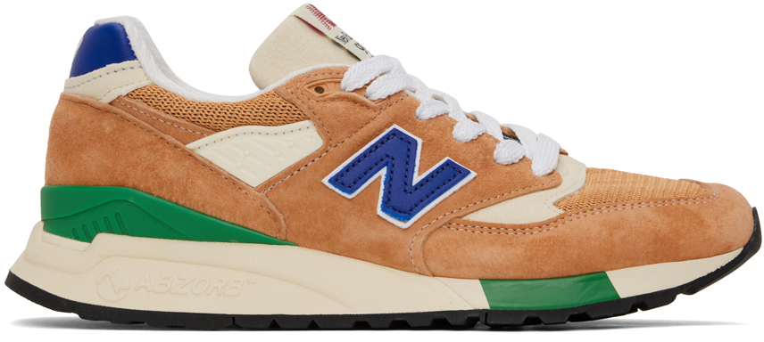 New Balance 998 Leather And Mesh-trimmed Suede Sneakers In Orange