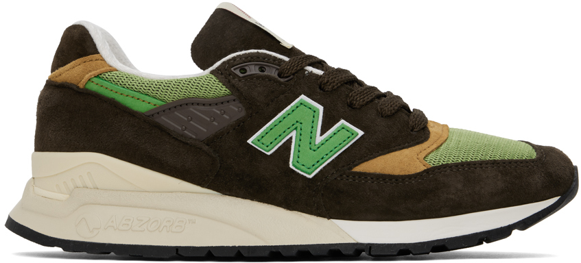 Shop New Balance Brown & Green Made In Usa 998 Sneakers