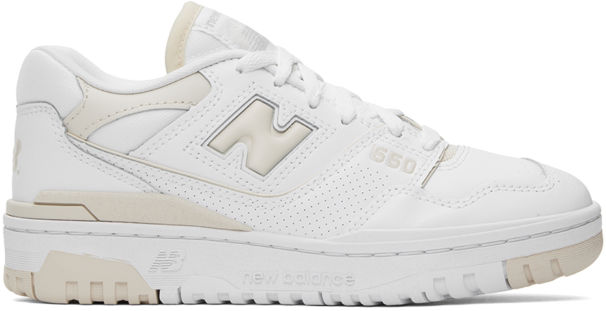 White & Beige 550 Sneakers by New Balance on Sale