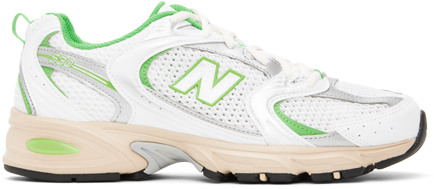 Shop New Balance White & Green 530 Sneakers In White/palm Leaf