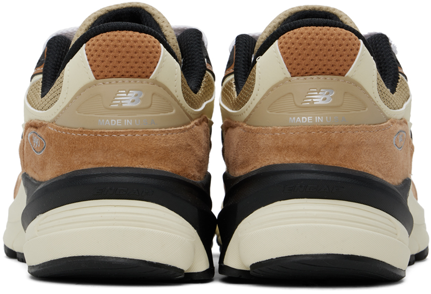 NEW BALANCE BROWN & OFF-WHITE MADE IN USA 990V6 SNEAKERS