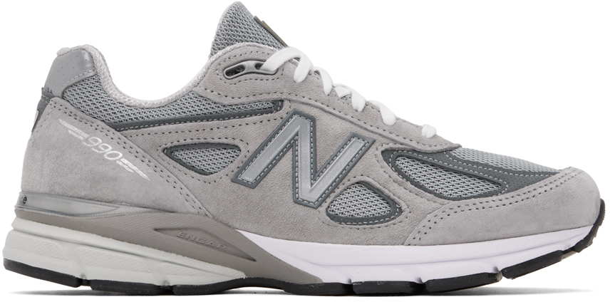 Gray Made in USA 990v4 Core Sneakers by New Balance on Sale