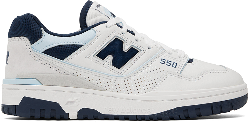 New Balance Baskets 550 blanc et bleu marine SSENSE France