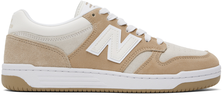Shop New Balance Beige & White 480 Sneakers In Mindful Grey