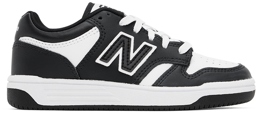 Shop New Balance Kids Black & White 480 Little Kids Sneakers In Black|white