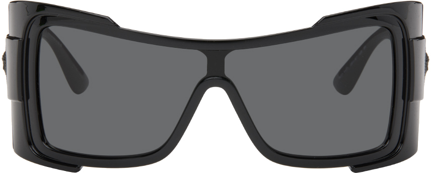 Versace Black Maxi Medusa Biggie Shield Sunglasses In Gb1/87 Black
