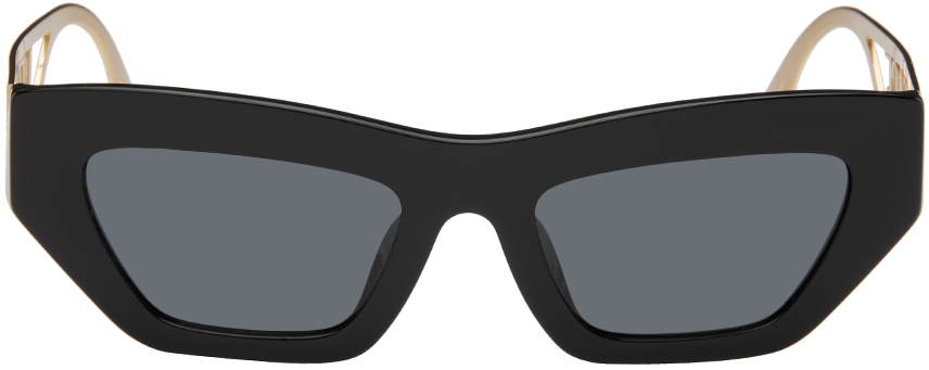 Versace Black & Gold Cutout Sunglasses In Gb1/8753