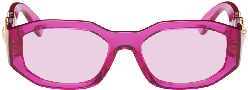 Versace Pink Medusa Biggie Sunglasses In 5334/5 Transparent