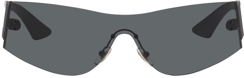 Versace Black Greca Signature Sport Acetate Sunglasses In Gray