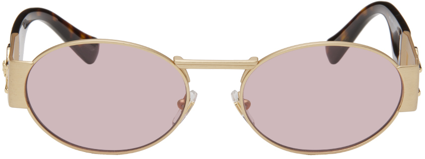 Versace Medusa Deco Steel & Acetate Oval Sunglasses In Matte Gold