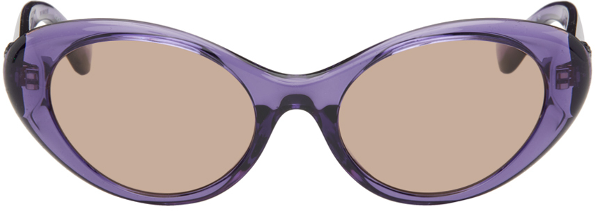 Versace Purple 'la Medusa' Oval Sunglasses In 5353/3 Purple Trans