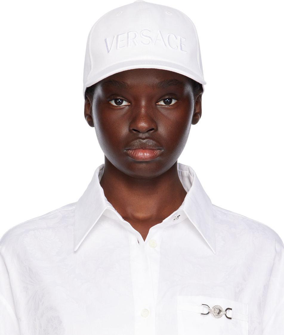 Shop Versace White Baseball Cap In 2w320-white+white