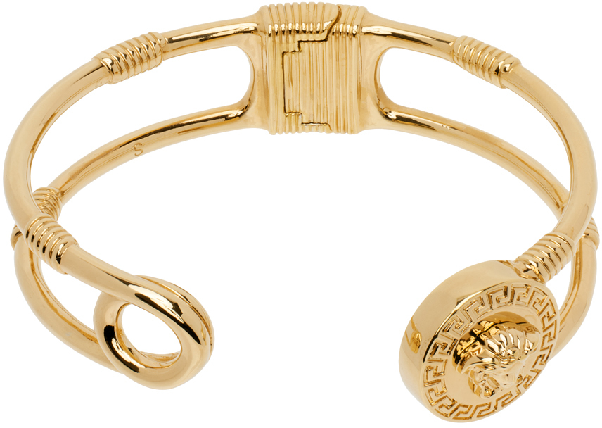 Shop Versace Gold Safety Pin Bracelet In 3j000- Gold