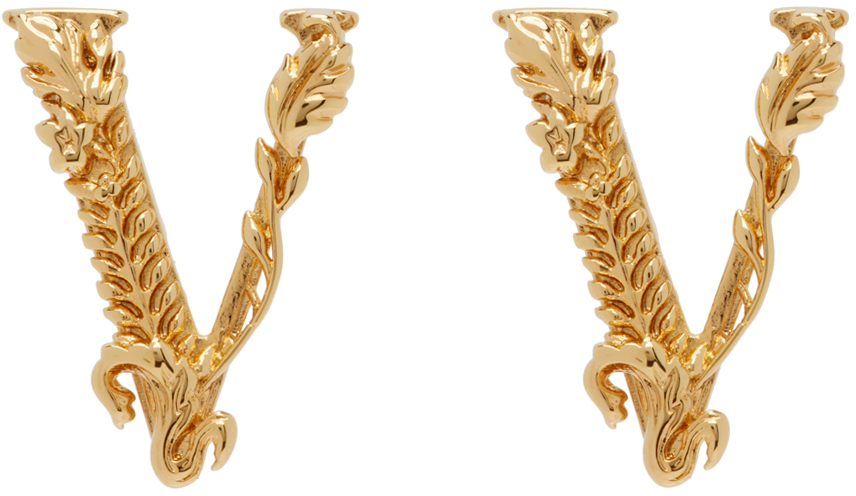 Gold Virtus Stud Earrings
