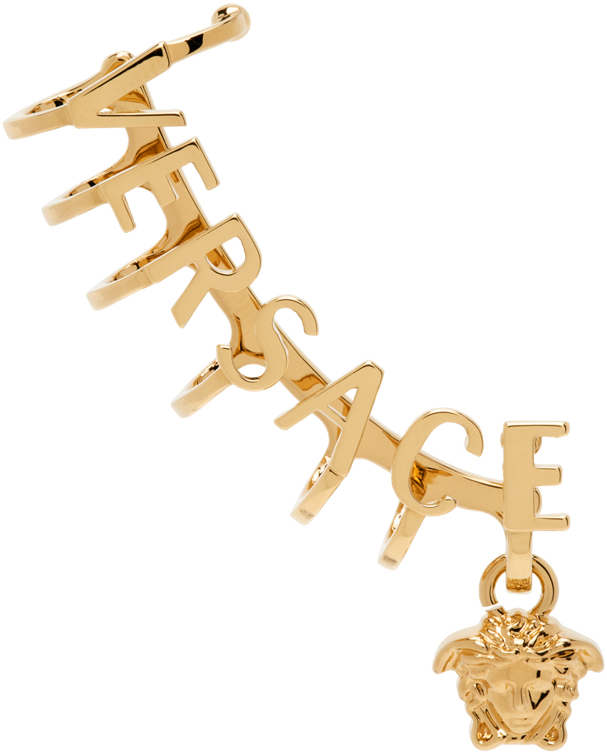 Shop Versace Gold Medusa Logo Single Cuff Earring In 3j000- Gold