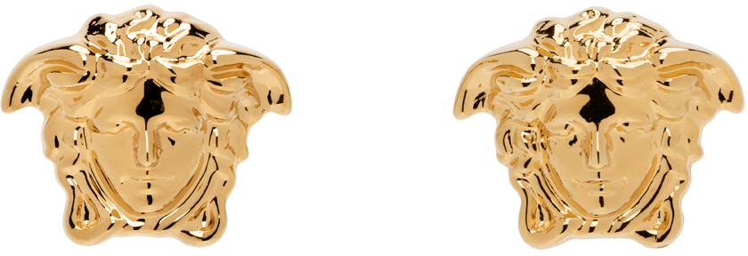 Gold Medusa Head Earrings