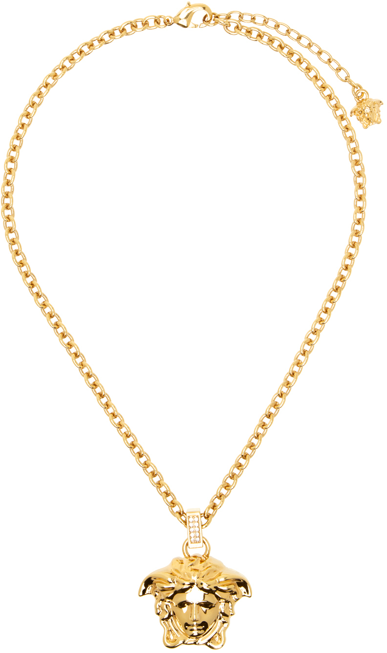 Versace Gold Crystal 'la Medusa' Necklace In Kcvo-crystal-gold