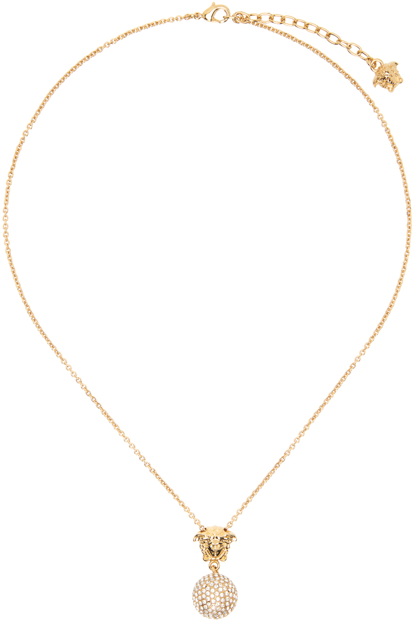Shop Versace Gold Medusa Crystal Ball Necklace In 4j090-gold-crystal