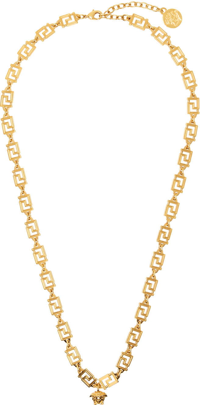 Versace Gold Medusa Greca Necklace In 3j000- Gold