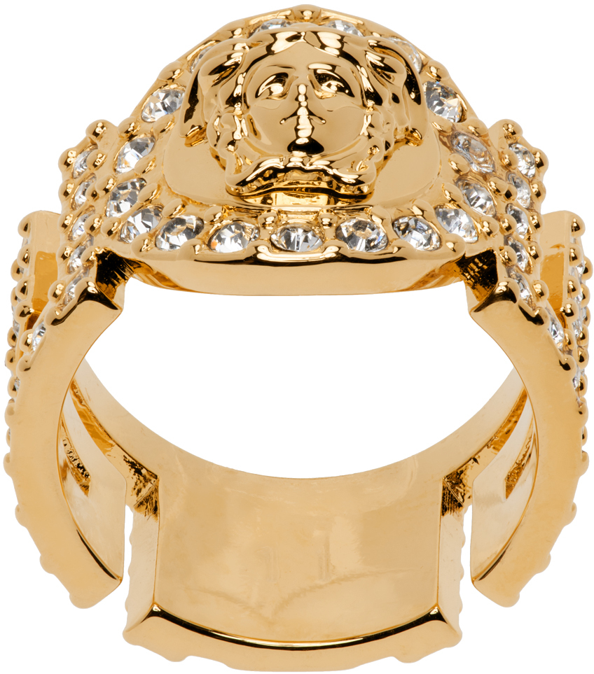 Shop Versace Gold 'la Medusa' Ring In D01o-white-gold