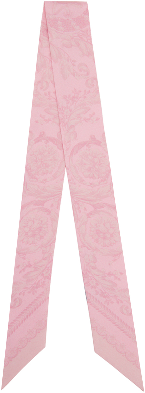 Versace Pink Silk Barocco Print Scarf Versace
