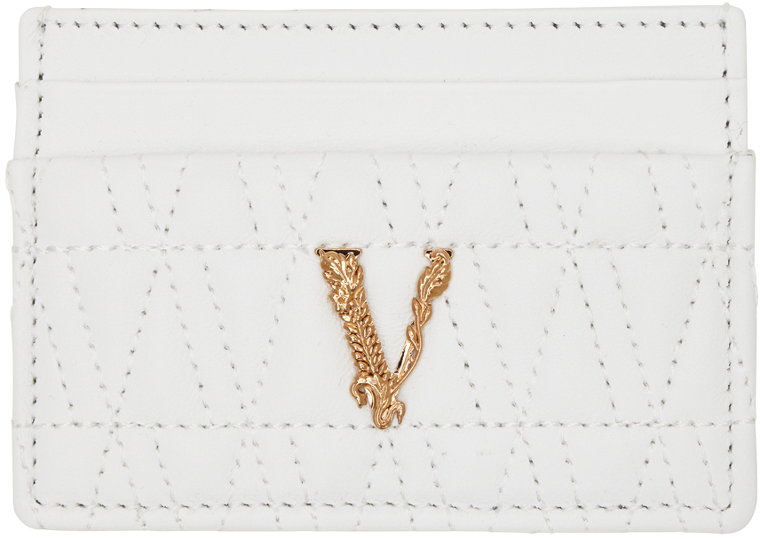Versace White Virtus Card Holder In 1w00v-optical White-