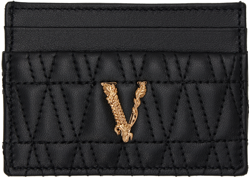 Shop Versace Black Virtus Card Holder In 1b00v-black-gold