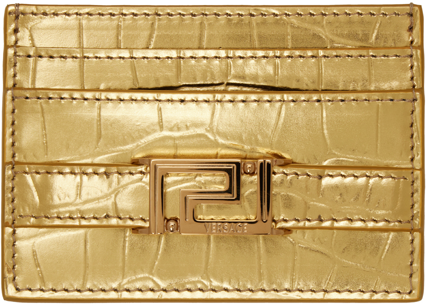 Versace Gold Greca Goddess Card Holder In 1x00v-gold- G