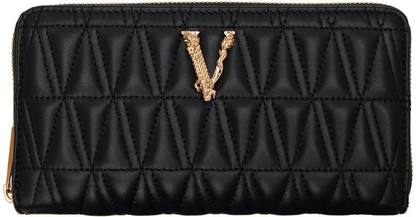 Versace Black Virtus Wallet In 1b00v-black-gold