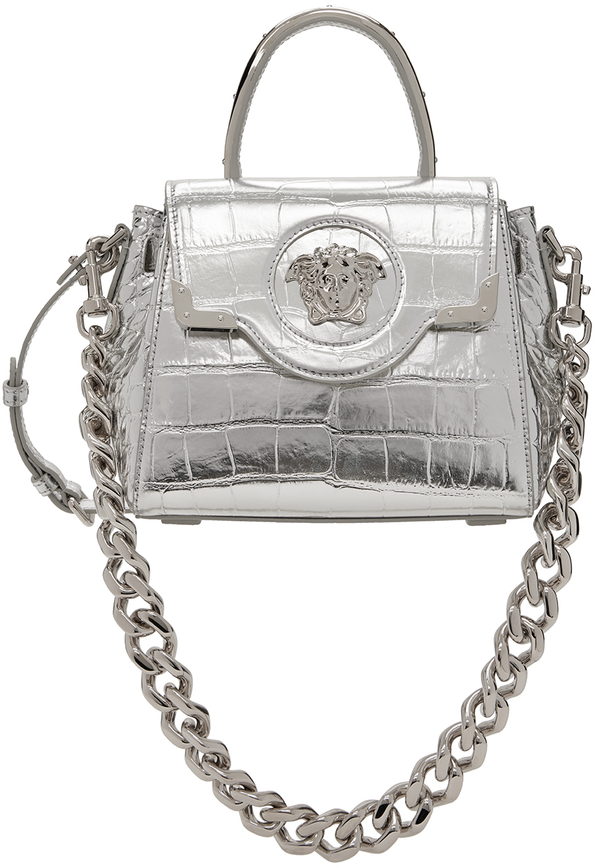 Versace Silver Medusa Top Handle Bag In 1e56p-silver-palladi