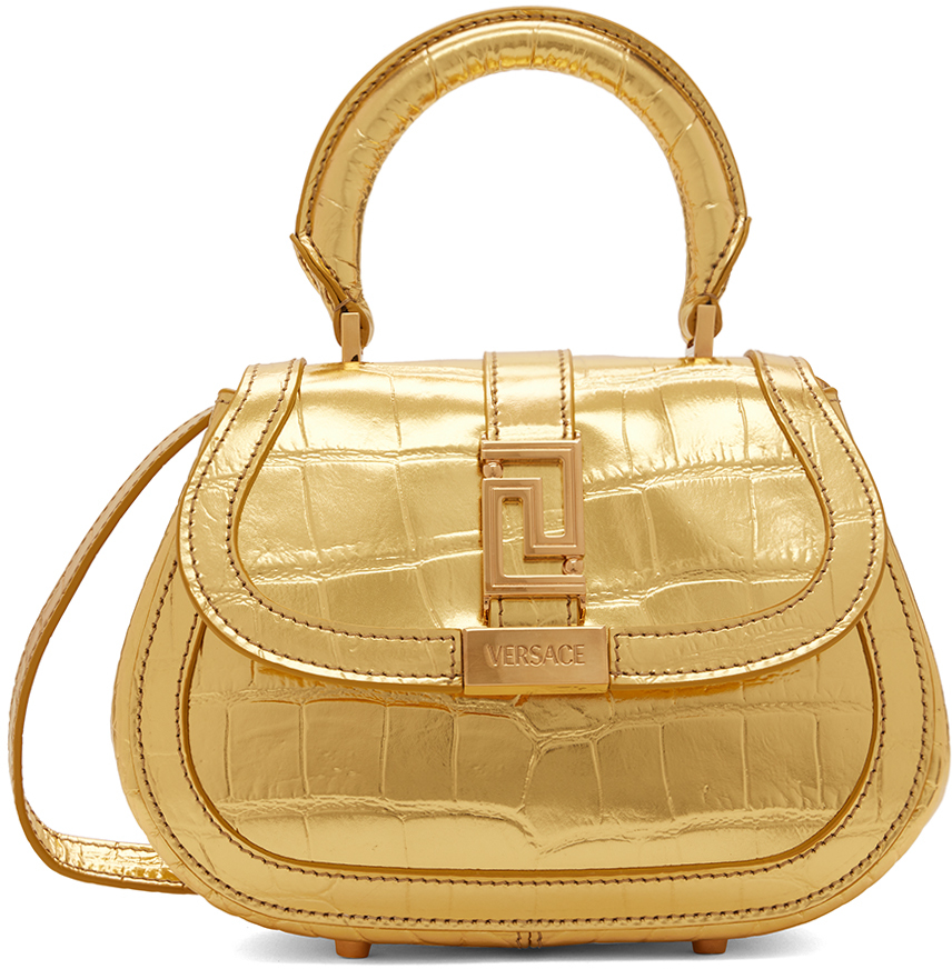 Versace Gold Mini Greca Goddess Bag In 1x00v-gold- G
