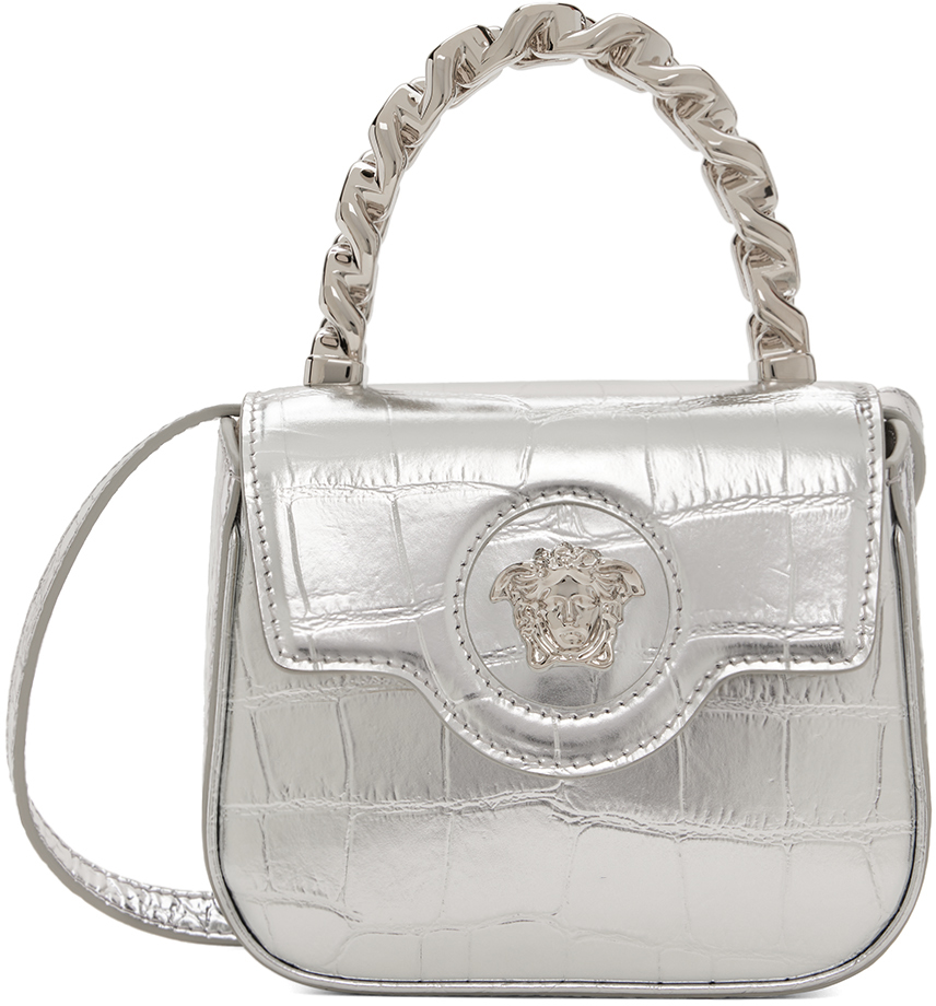 Versace Silver Mini 'la Medusa' Bag In 1e56p-silver-palladi