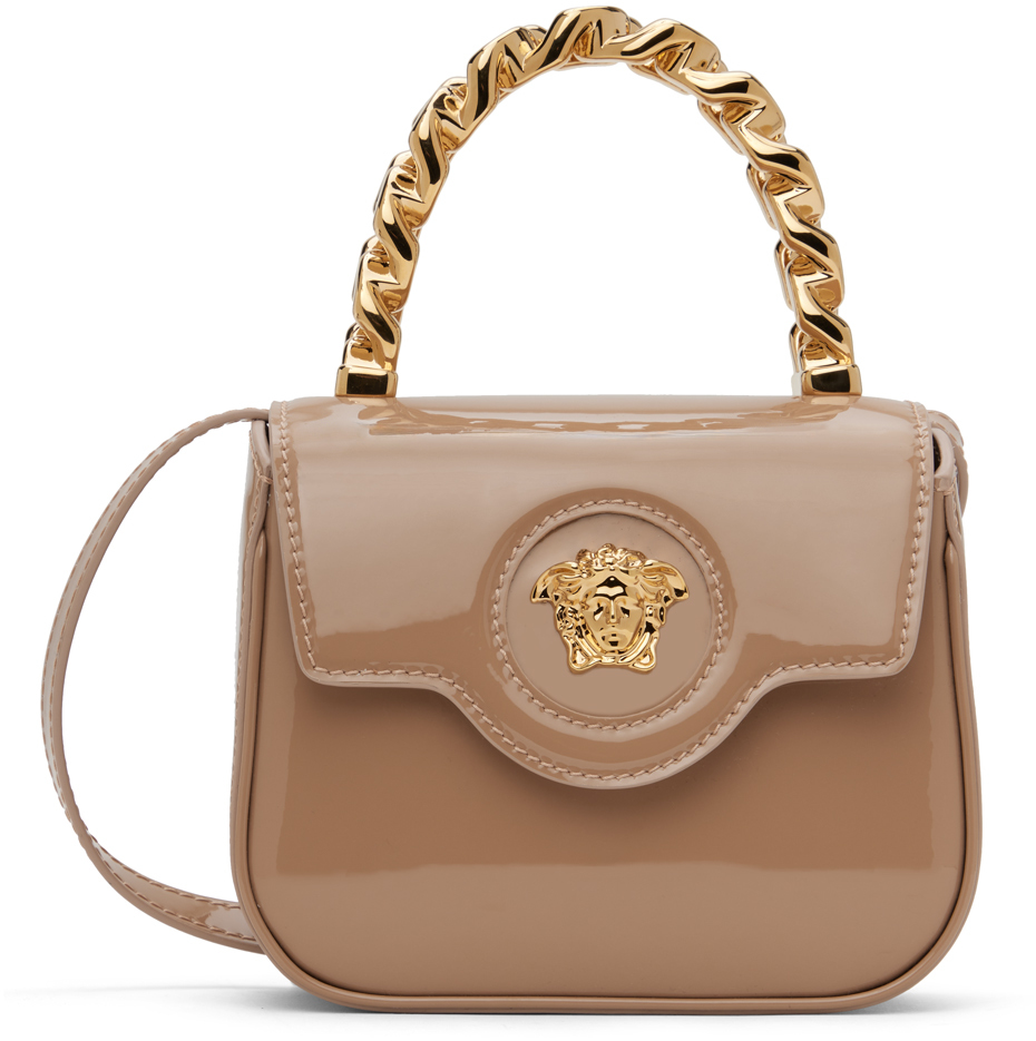 Shop Versace Taupe Mini Top Handle Bag In 1ps0v-blush-
