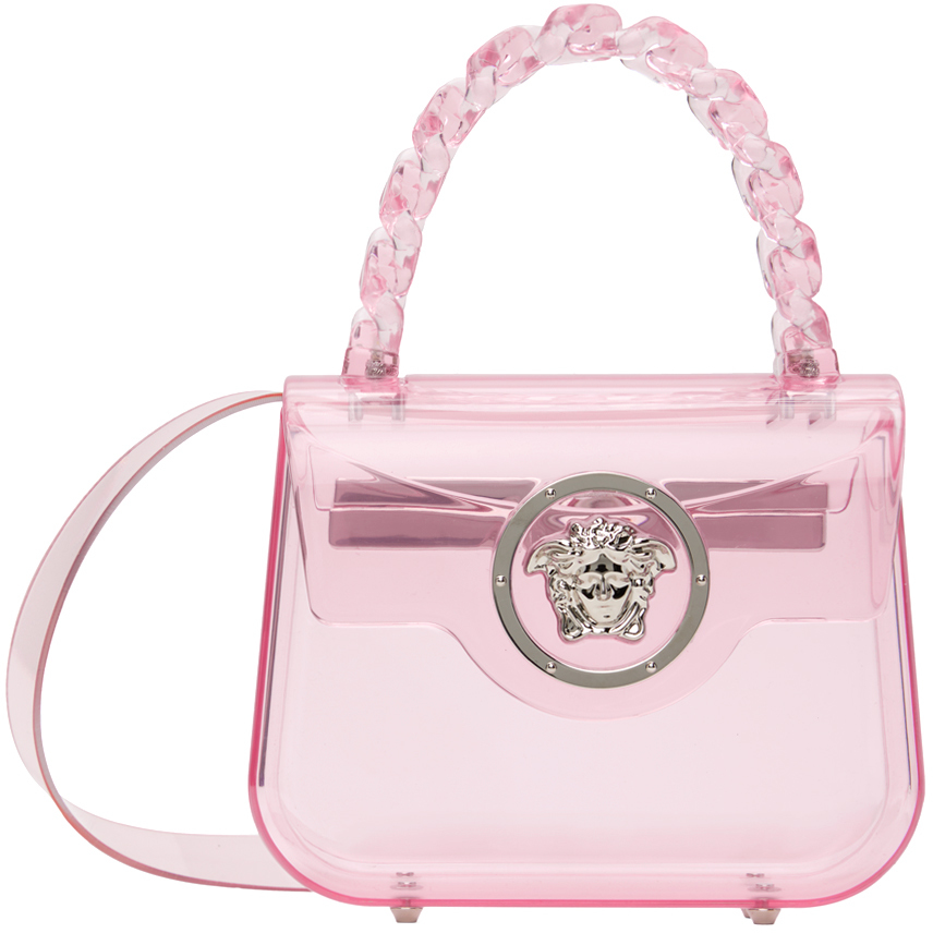 Versace La Medusa Transparent Mini Bag In Light Pink
