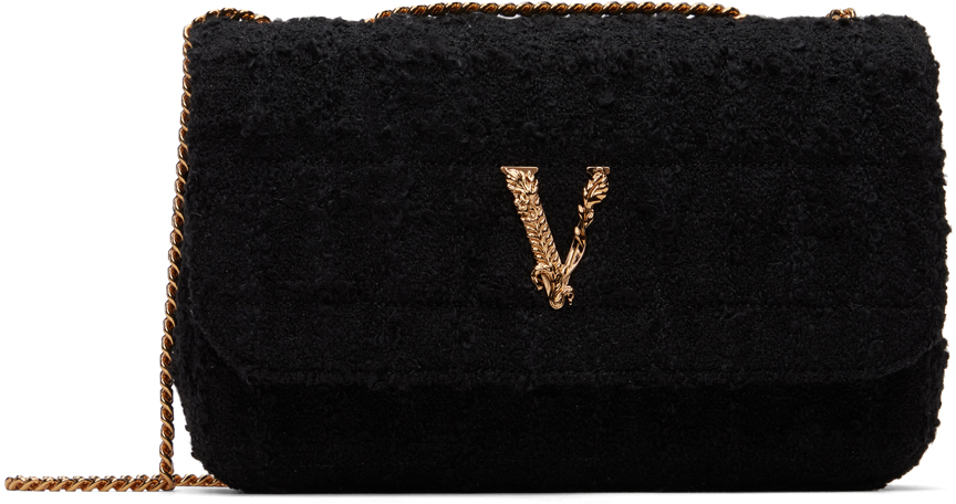 Versace Black Logo Bag In 1b00v-black-gold