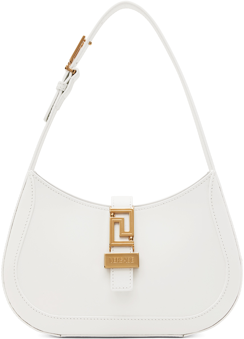 Shop Versace White Greca Goddess Small Bag In 1w00v-optical White