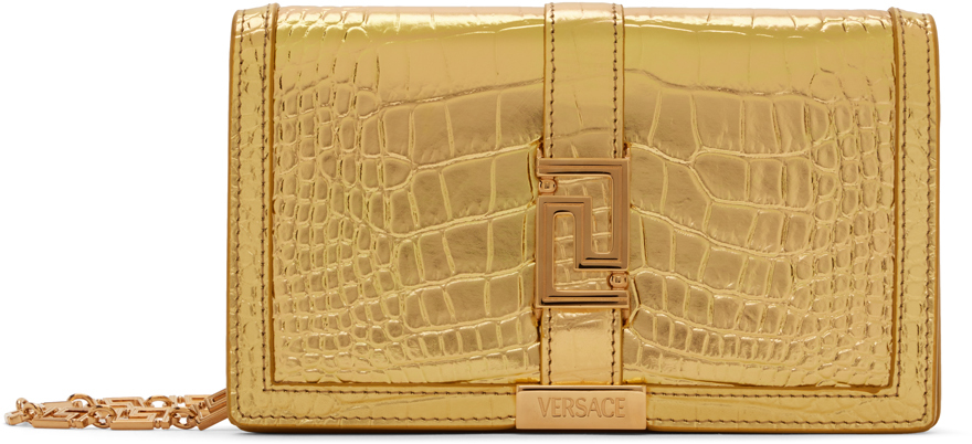 Versace Gold Mini Greca Goddess Bag In 1x00v Gold