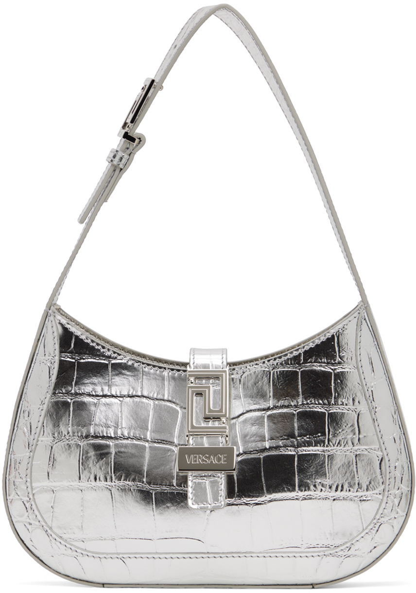Versace Silver Greca Goddess Small Bag In 1e56p Silver Palladi