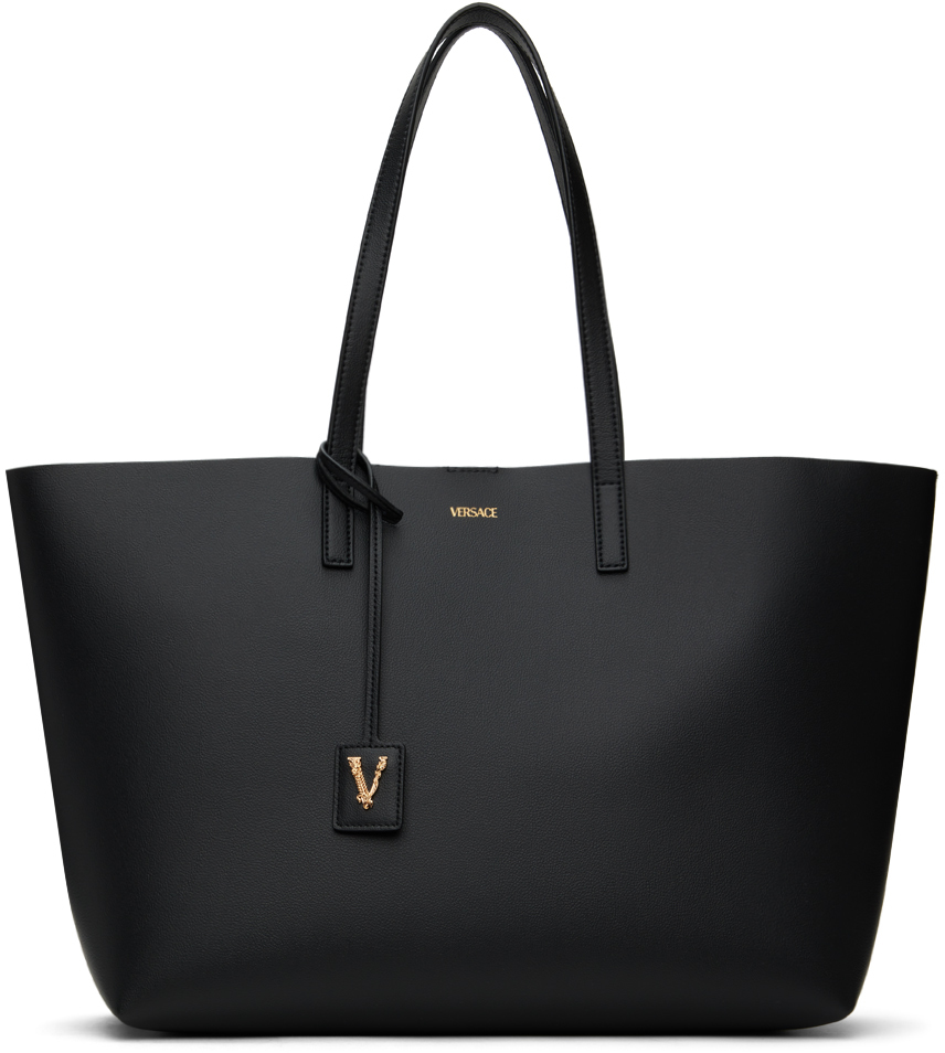 Versace Black Virtus Tote In 6be8v-black+anthraci
