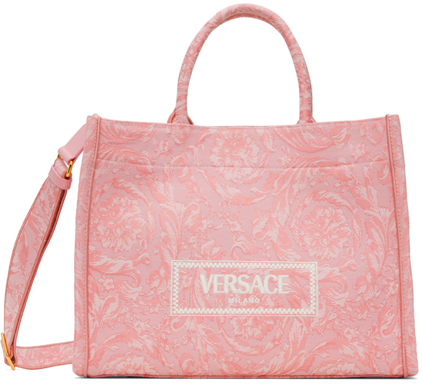 Versace Pink Barocco Athena Tote In 2pq2v Pale Pink Engl