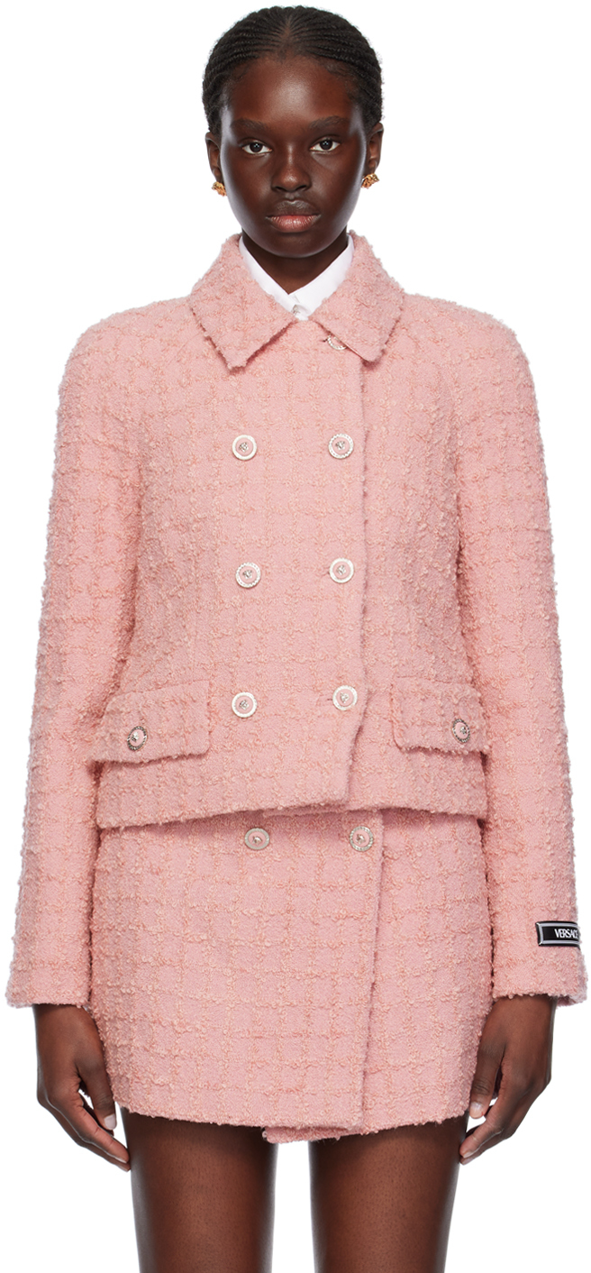 Shop Versace Pink Raglan Blazer In 1pr20-pale Pink