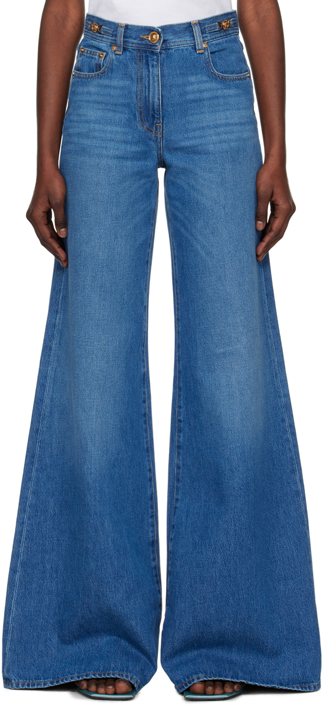 Versace Blue Marine Jeans In 1d030-medium Blue