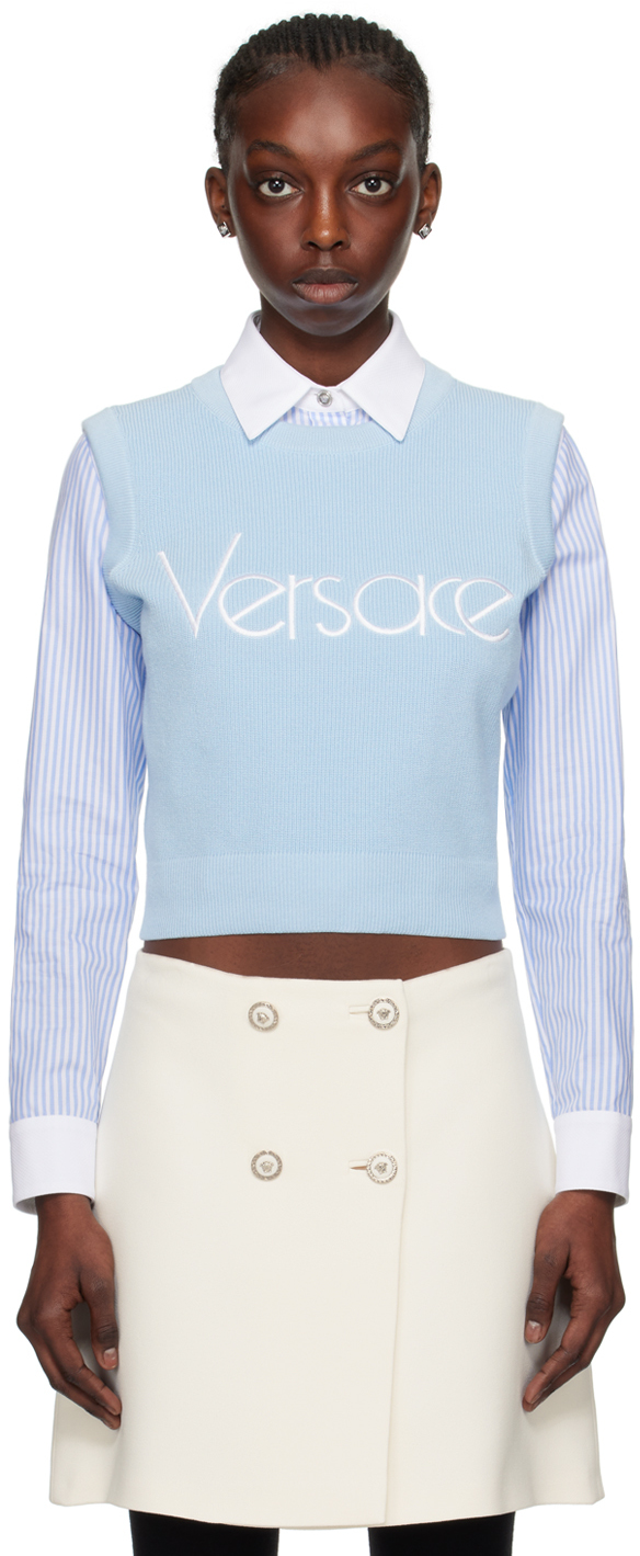 Versace Blue 1978 Re-edition Jumper In 1vd60 95 Pastel Blue