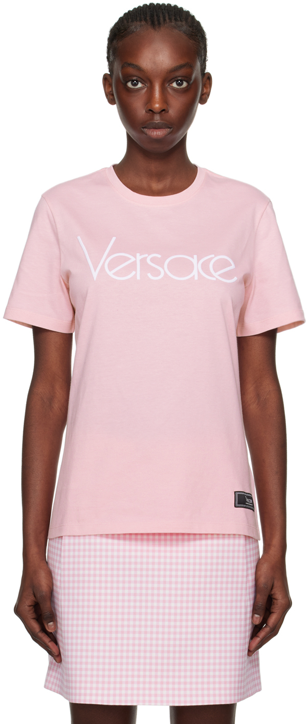 Shop Versace Pink 1978 Re-edition T-shirt In 2p450-pink+white